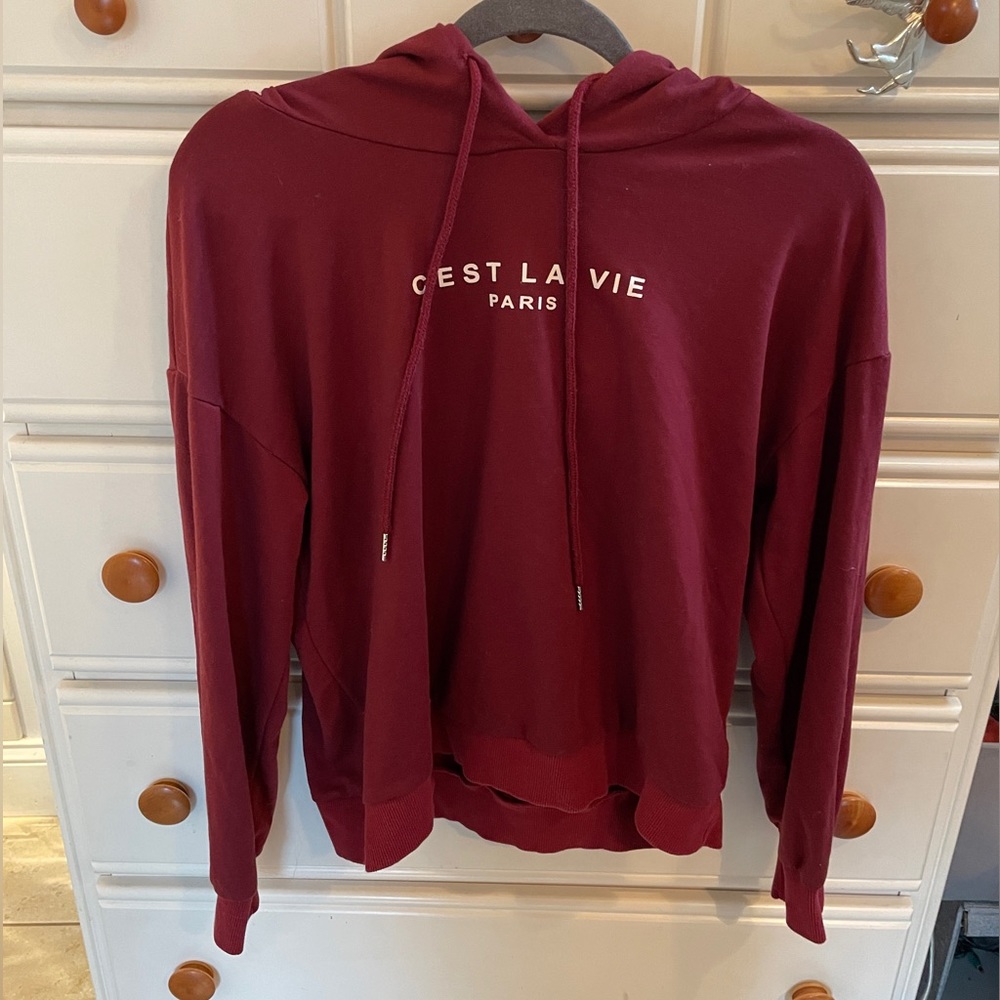 Shein Maroon C’est La Vie Sweater